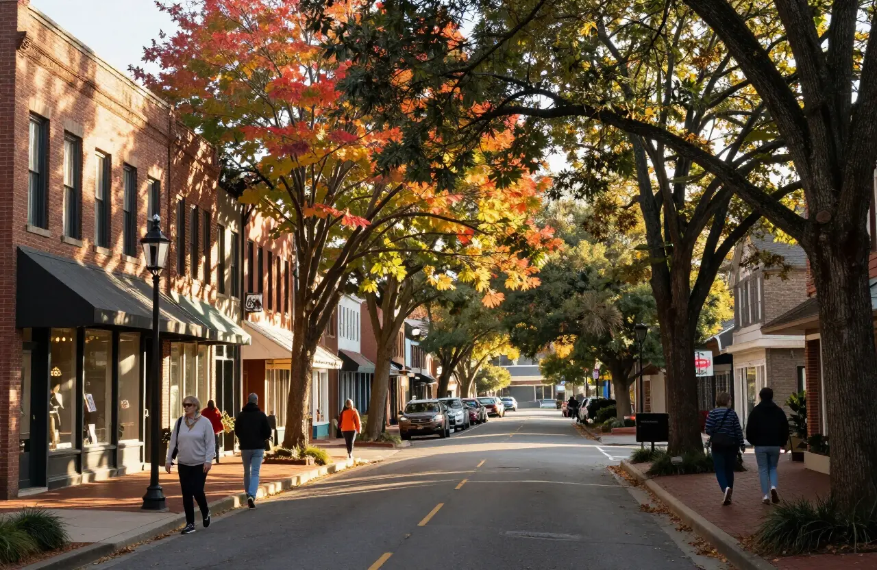 Historic downtown street in Roswell, Georgia
